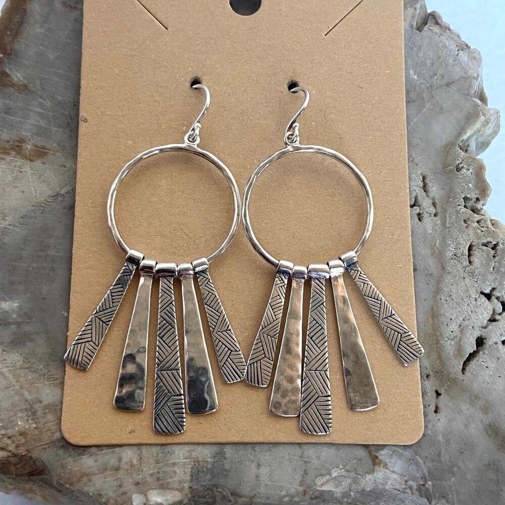 Silpada Sterling Silver 925 "Nod To Mod" Chandelier Hammered Dangle Earrings - Picture 11 of 16